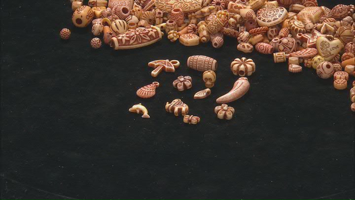 Acrylic Carved Bead Parcel in Assorted Shapes and Sizes in Neutral Colors Appx 1lb Video Thumbnail